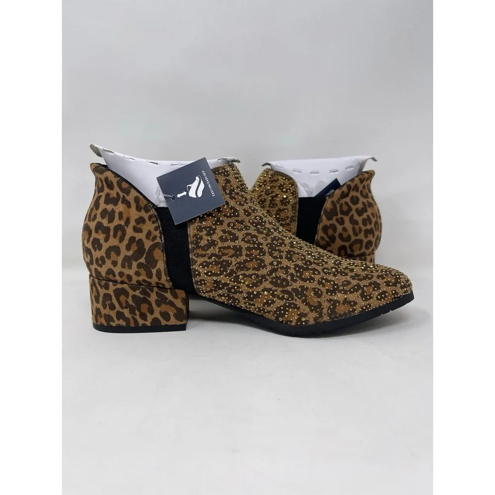 Kenneth Cole Women's Reaction Size 8 Sandra EZ On Jeweled Bootie Leopard